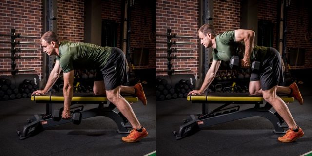 Правильная техника выполнения тяги гантели в наклоне одной рукой, какие мышцы работают?